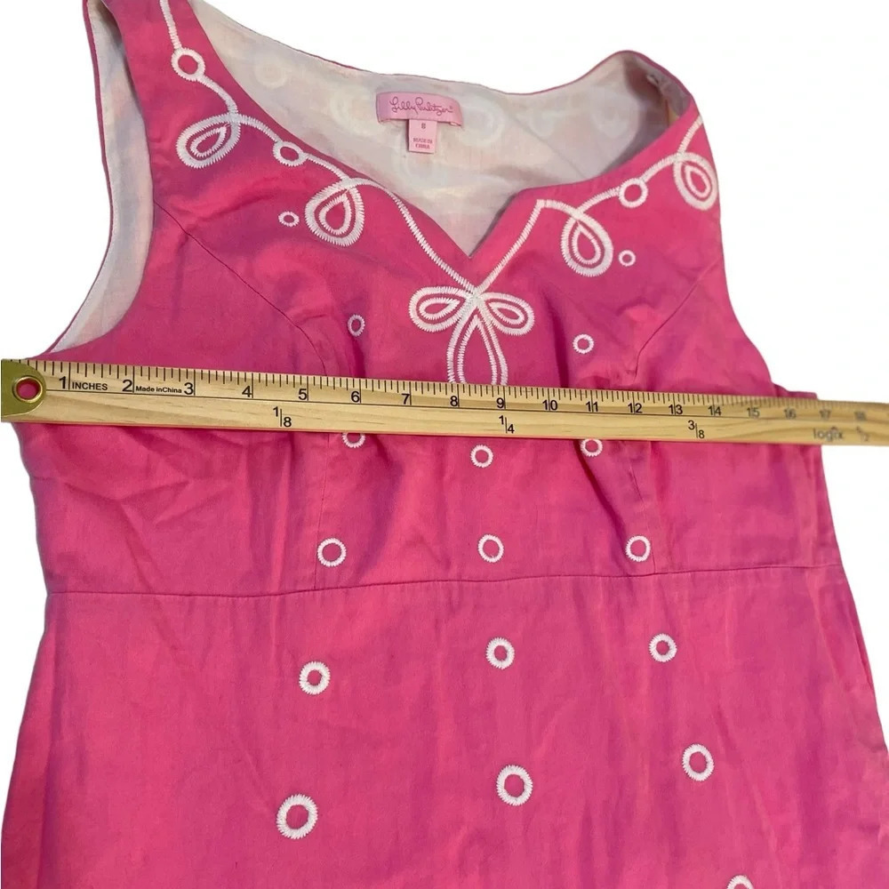 Lilly Pultizer Pink and White Sleeveless Dress. Size: 8 - Picture 8 of 9